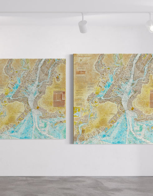 New York Harbor Nautical Chart | Framed Giclee Print on Canvas